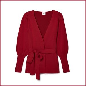 Cabi Cabaret Cardigan Bell Sleeve Wrap Sweater Red Size Large Cotton
